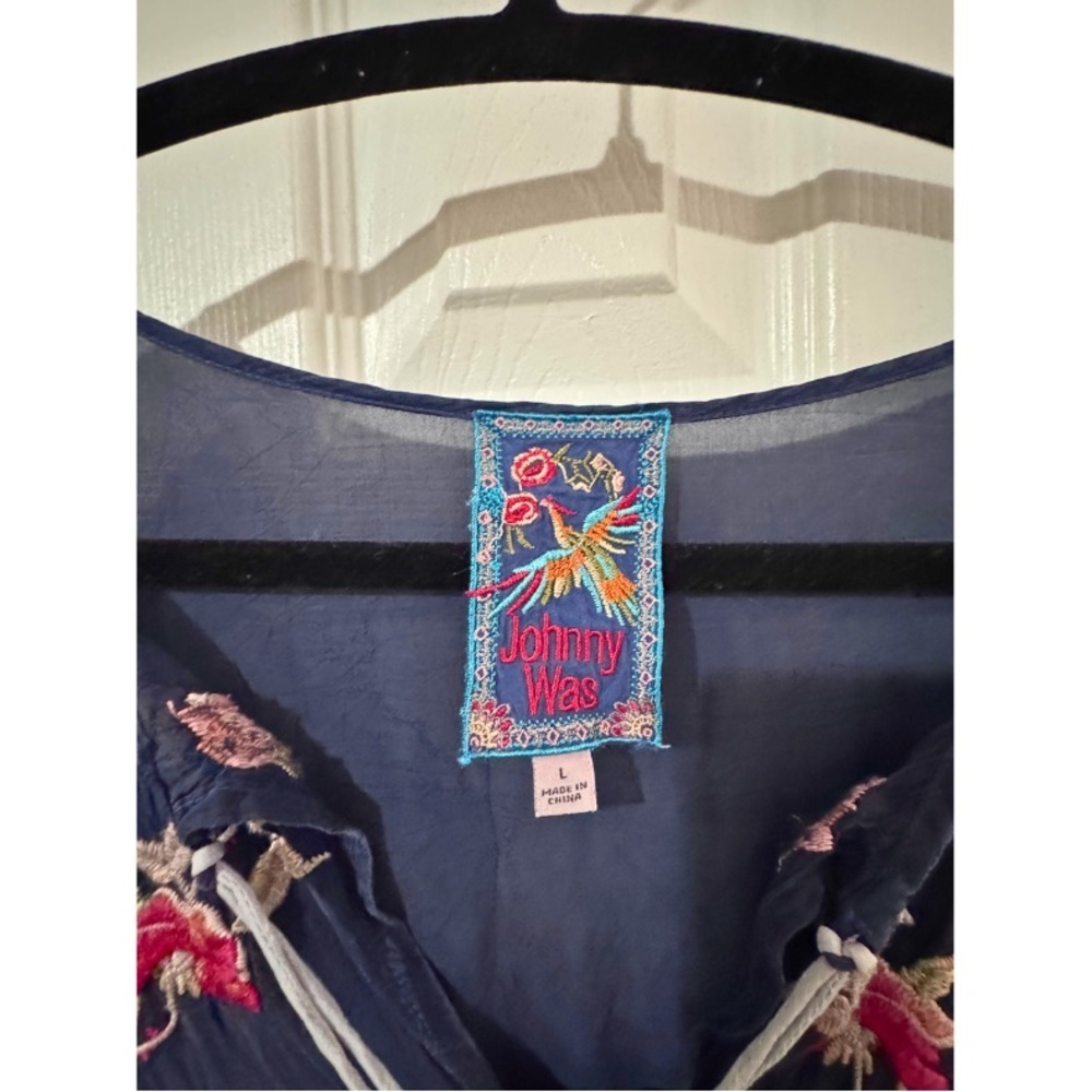 Johnny Was Blue Edda Dress with Colorful Embroidery - Picture 4 of 5